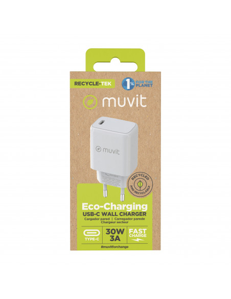 muvit for change cargador de pared Tipo C PD 30W blanco