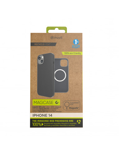 muvit for change funda recycletek Liquid Silicone Magsafe compatible con Apple iPhone 14 negra