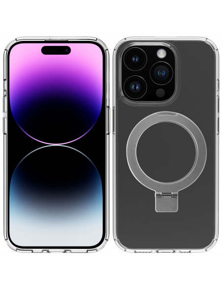 muvit for change funda recycletek Magsafe con soporte compatible con Apple iPhone 15 Pro Max transparente