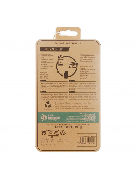 muvit for change funda recycletek compatible con Apple iPhone 13 Pro Max antibacterias transparente