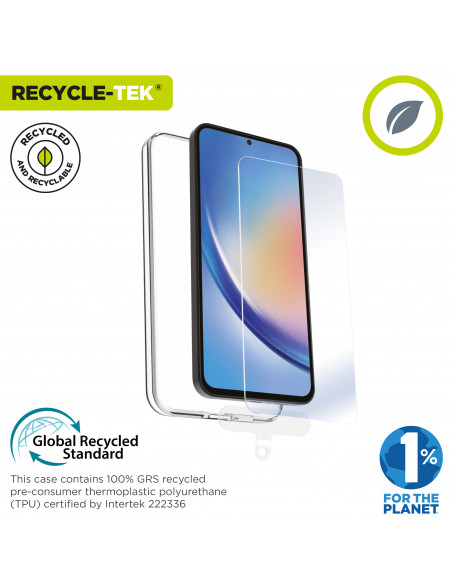 muvit for change funda compatible con Samsung Galaxy A35 5G + protector de pantalla vidrio templado plano