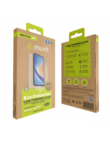 muvit for change funda compatible con Samsung Galaxy A35 5G + protector de pantalla vidrio templado plano