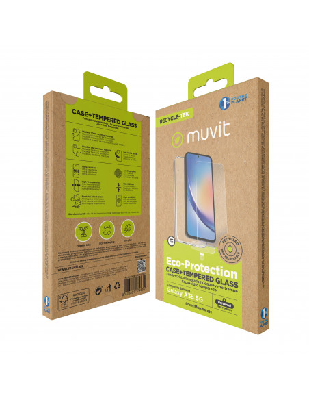 muvit for change funda compatible con Samsung Galaxy A35 5G + protector de pantalla vidrio templado plano