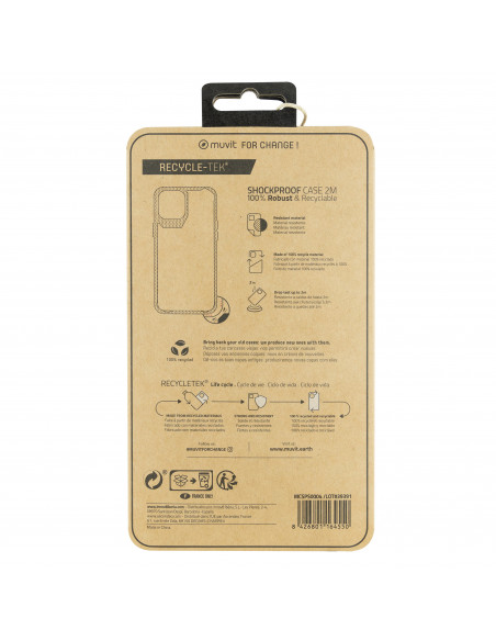 muvit for change funda shockproof 2m compatible con Apple iPhone 12 Mini transparente/negra