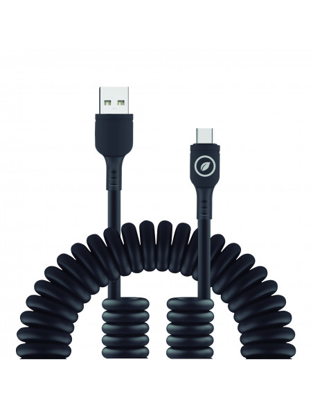 muvit for change cable rizado Tipo A a Tipo C 3A 60w 1,2m negro