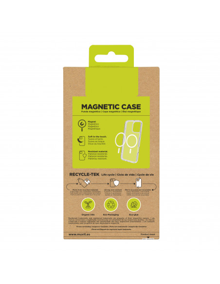 muvit for change funda recycletek Magsafe compatible con Apple iPhone 16 Pro Max transparente