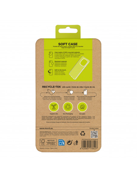 muvit for change funda recycletek compatible con Xiaomi Redmi Note 14 Pro 5G transparente