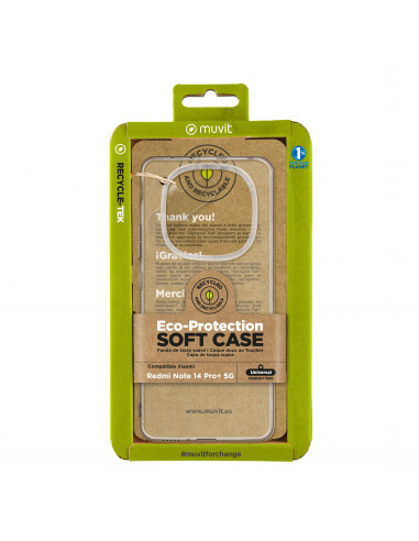 muvit for change funda recycletek compatible con Xiaomi Redmi Note 14 Pro+ 5G transparente