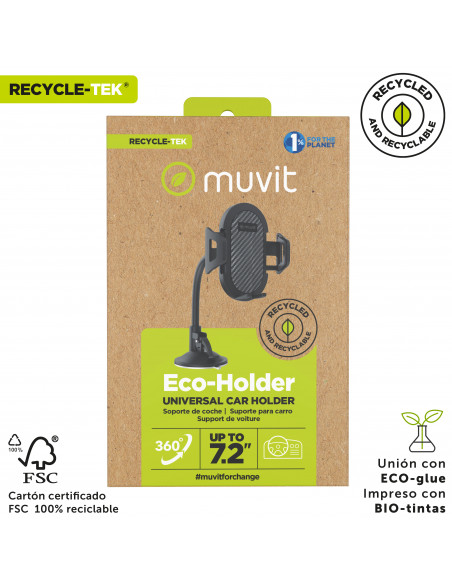 muvit for change soporte coche universal ventosa hasta 7"negro