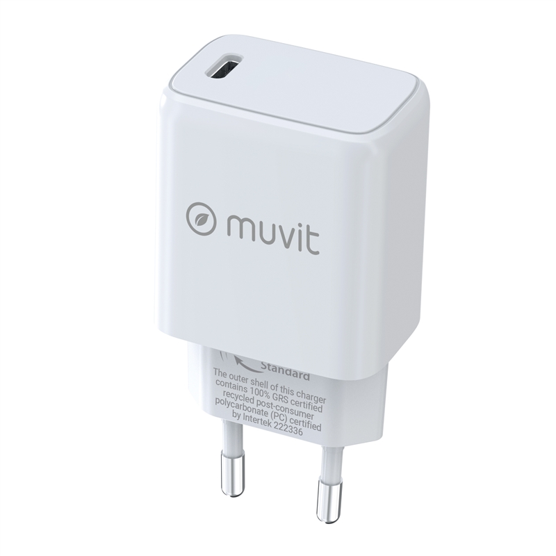 muvit for change cargador de pared Tipo C PD 20W blanco