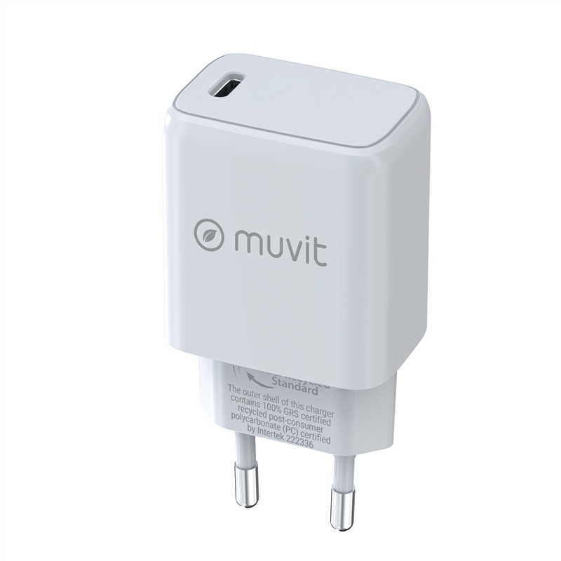 muvit for change cargador de pared Tipo C PD 30W blanco