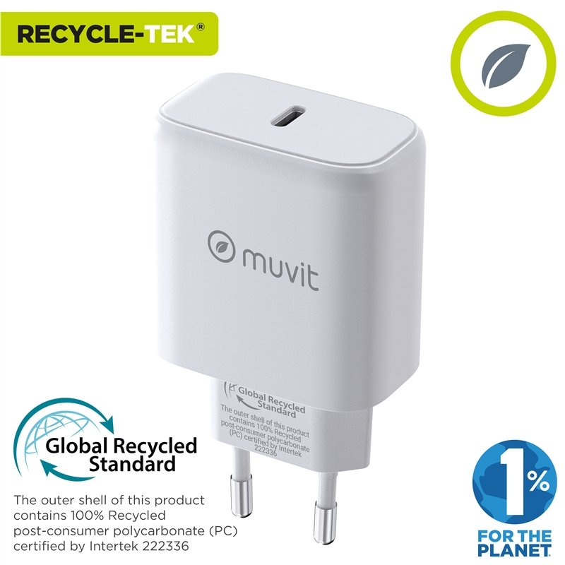 muvit for change cargador de pared Tipo C PD 45W blanco