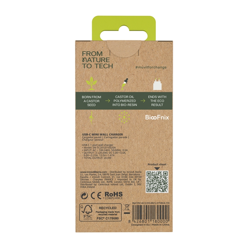 muvit for change cargador de pared Tipo C PD20W BiooFnix