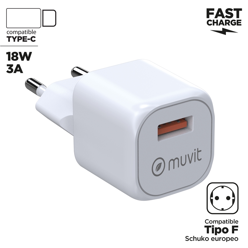 muvit for change cargador de pared USB 3A 18W BiooFnix