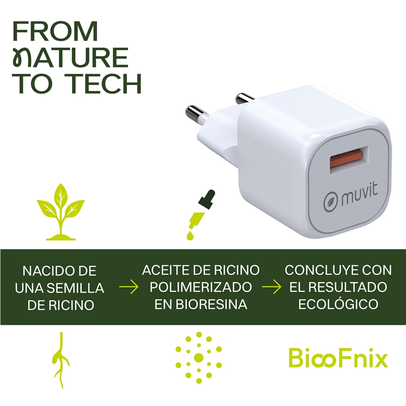 muvit for change cargador de pared USB 3A 18W BiooFnix