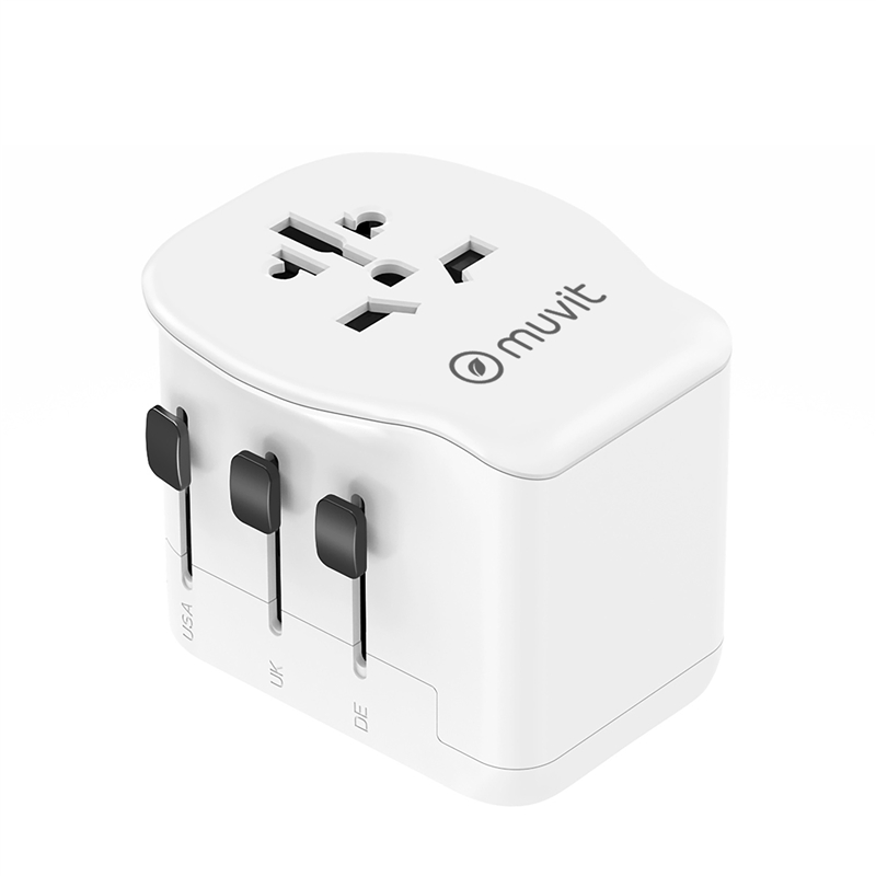 muvit for change adaptador Universal de viaje 2 USB-C PD45W + 1 USB-A blanco