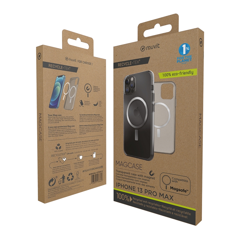 muvit for change funda Magsafe compatible con Apple iPhone 13 Pro Max transparente