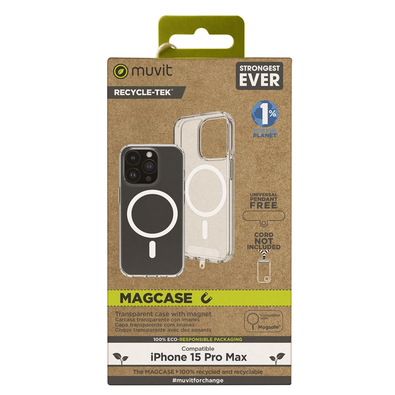 muvit for change funda Magsafe compatible con Apple iPhone 15 Pro transparente