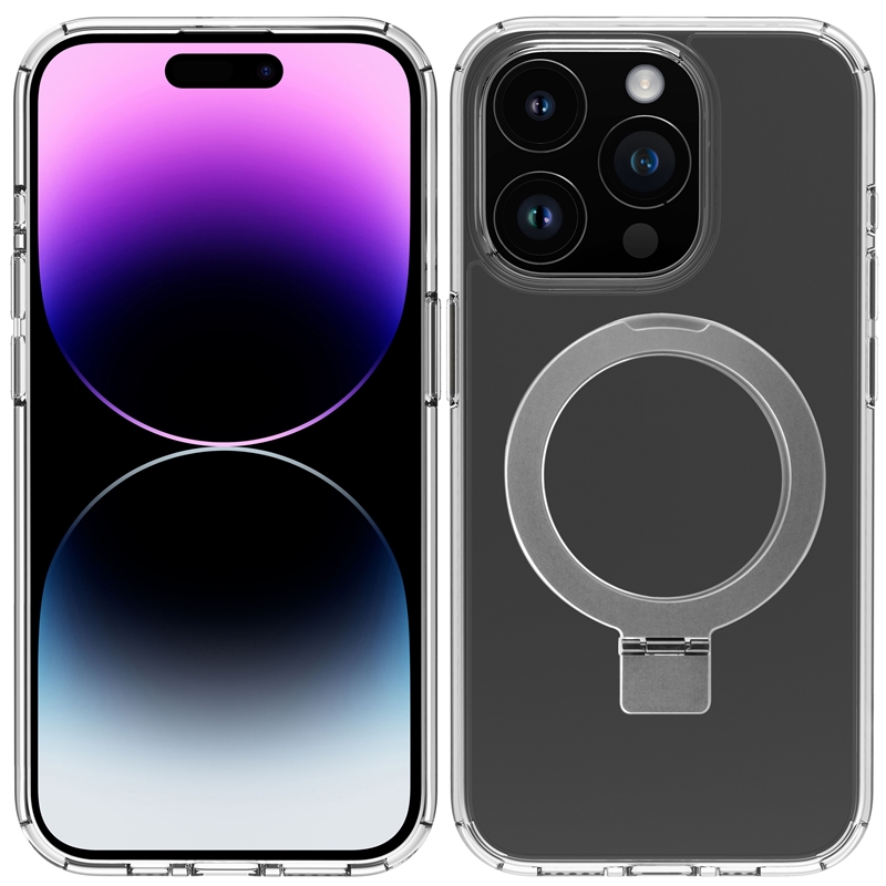 muvit for change funda Magsafe con soporte compatible con Apple iPhone 15 Pro Max transparente