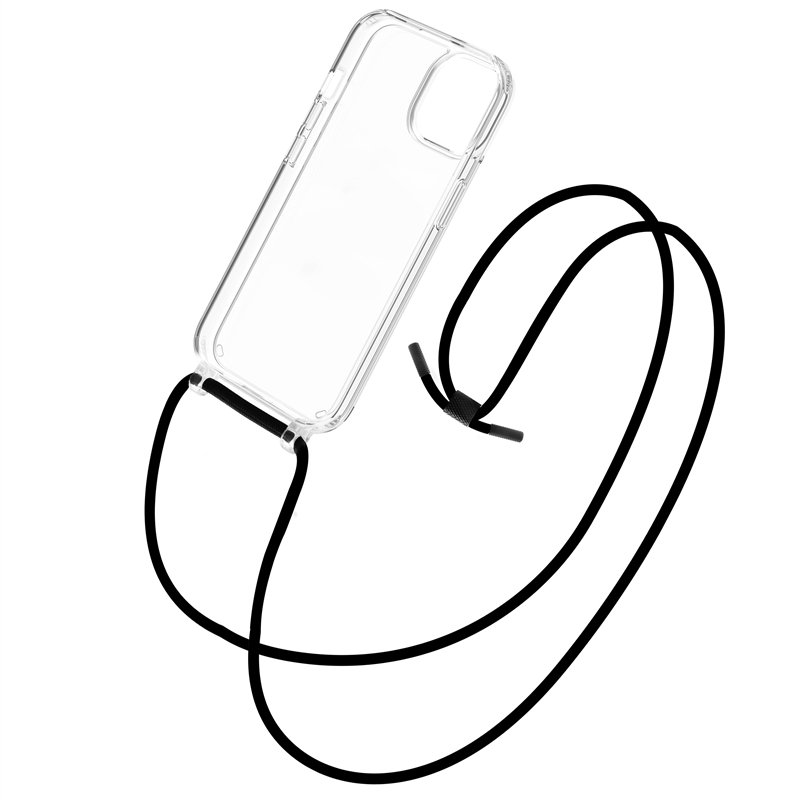 muvit for change funda con colgante negro compatible con Apple iPhone 15 transparente