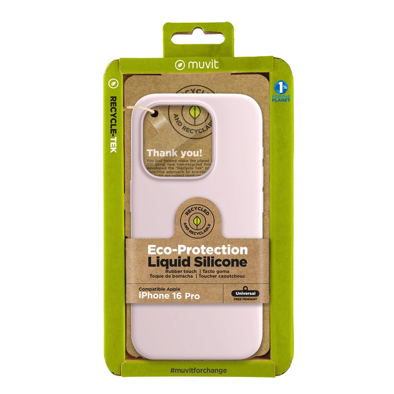 muvit for change funda Liquid Silicone compatible con Apple iPhone 16 Pro rosa