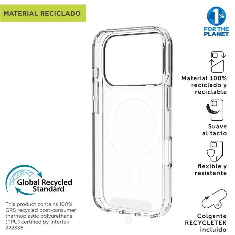 muvit for change funda Magsafe compatible con Apple iPhone 17 Pro transparente