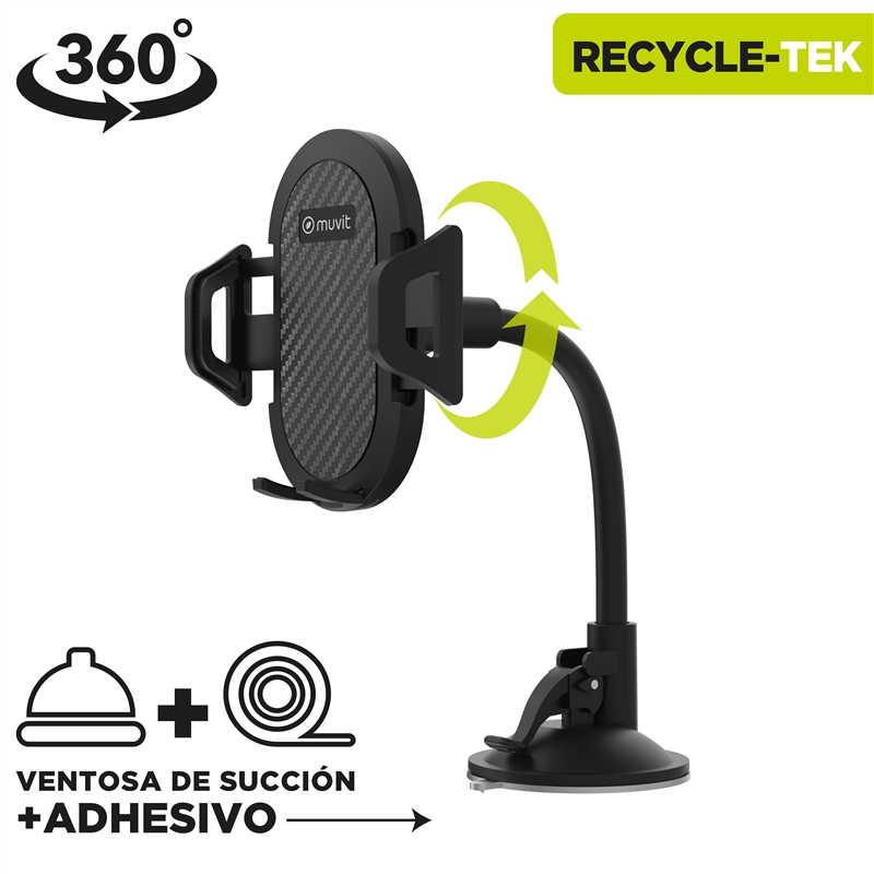 muvit for change soporte coche universal ventosa hasta 7"negro