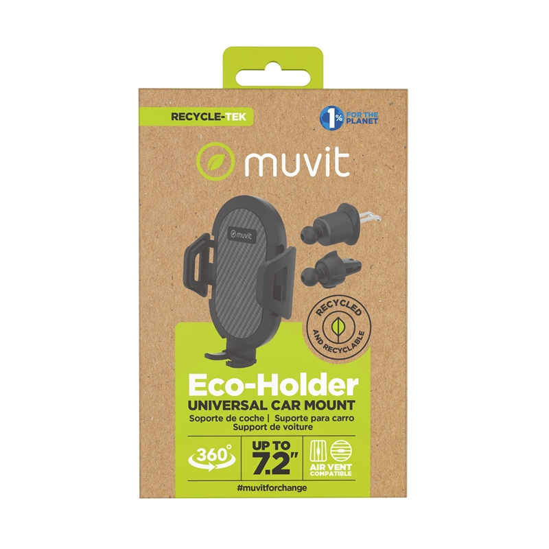 muvit for change soporte coche universal salida aire hasta 7" ó 9.5cm ancho negro, sujeción rejilla 2 ganchos + pinza