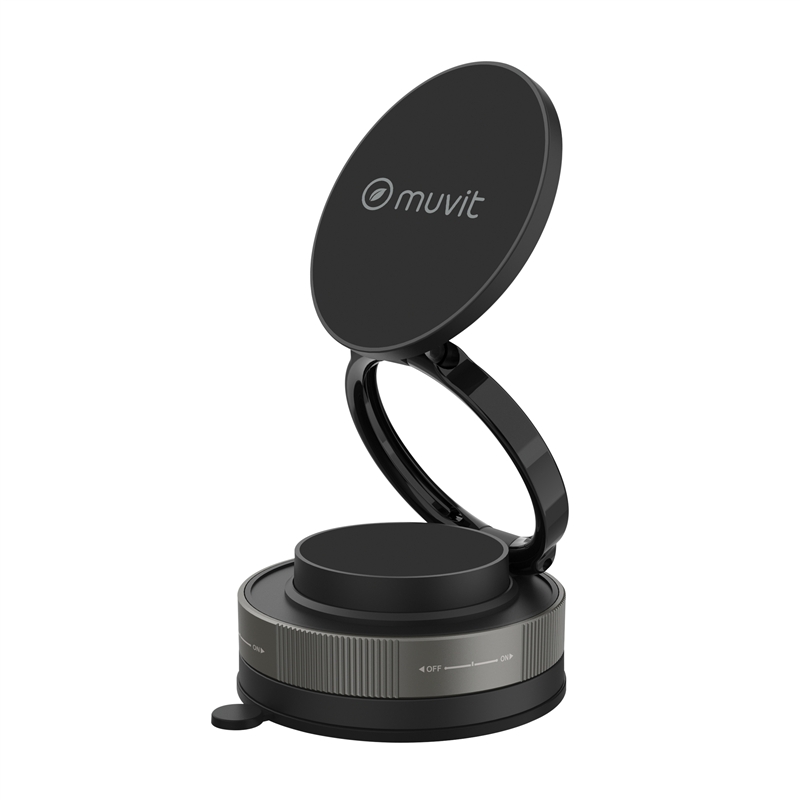 muvit for change soporte coche y sobremesa plegable universal magnético con ventosa negro