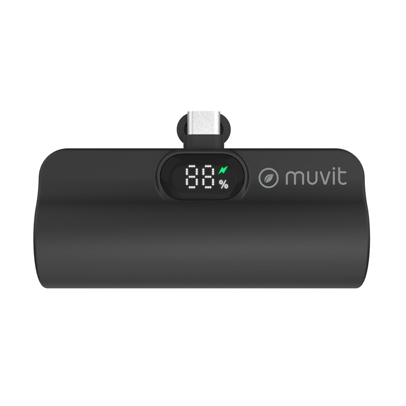 muvit for change power bank 5000 mAh con conector tipo C PD 20W intregrado negra