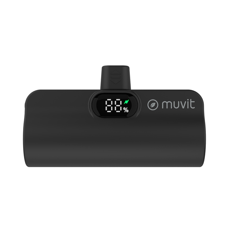muvit for change power bank 5000 mAh con conector tipo C PD 20W intregrado negra