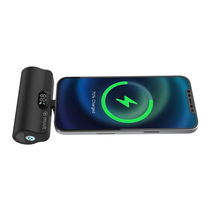 muvit for change power bank 5000 mAh con conector tipo C PD 20W intregrado negra