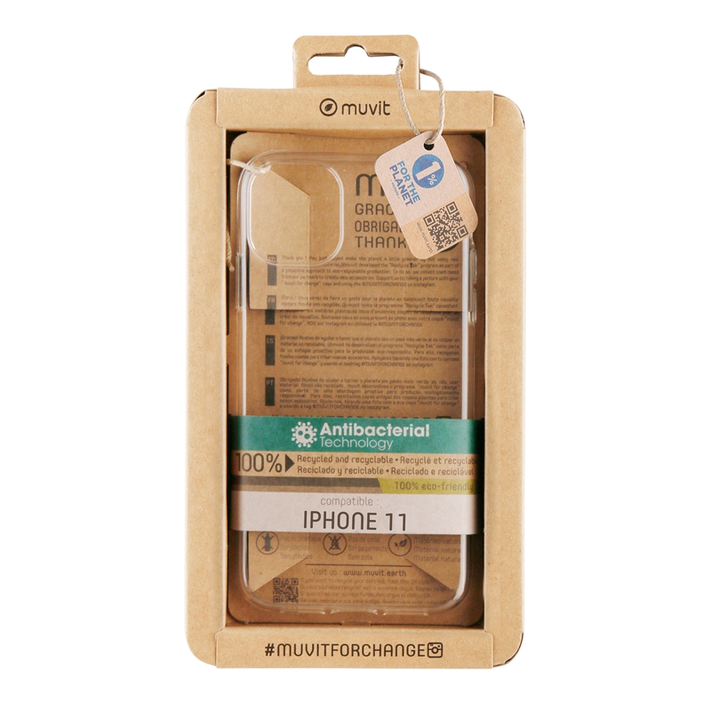 muvit for change funda antibacteriana compatible con Apple iPhone 11 transparente
