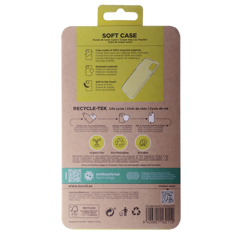 muvit for change funda antibacteriana compatible con Apple iPhone 11 transparente