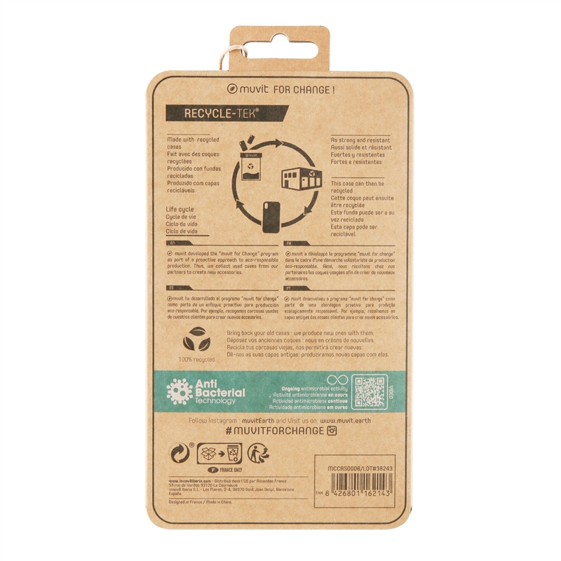 muvit for change funda antibacteriana compatible con Apple iPhone X/XS transparente