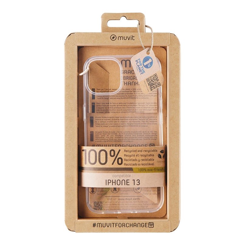 muvit for change funda compatible con Apple iPhone 13 transparente