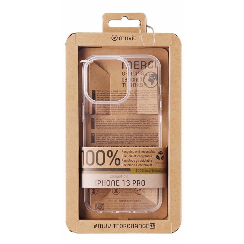 muvit for change funda compatible con Apple iPhone 13 Pro transparente