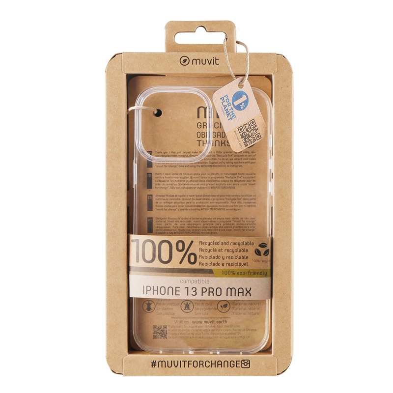 muvit for change funda compatible con Apple iPhone 13 Pro Max transparente