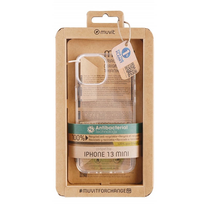muvit for change funda compatible con Apple iPhone 13 Mini antibacterias transparente