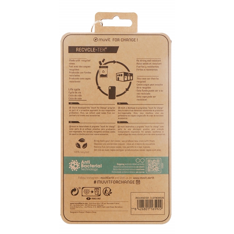 muvit for change funda compatible con Apple iPhone 13 Mini antibacterias transparente