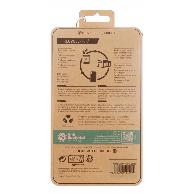 muvit for change funda compatible con Apple iPhone 13 antibacterias transparente