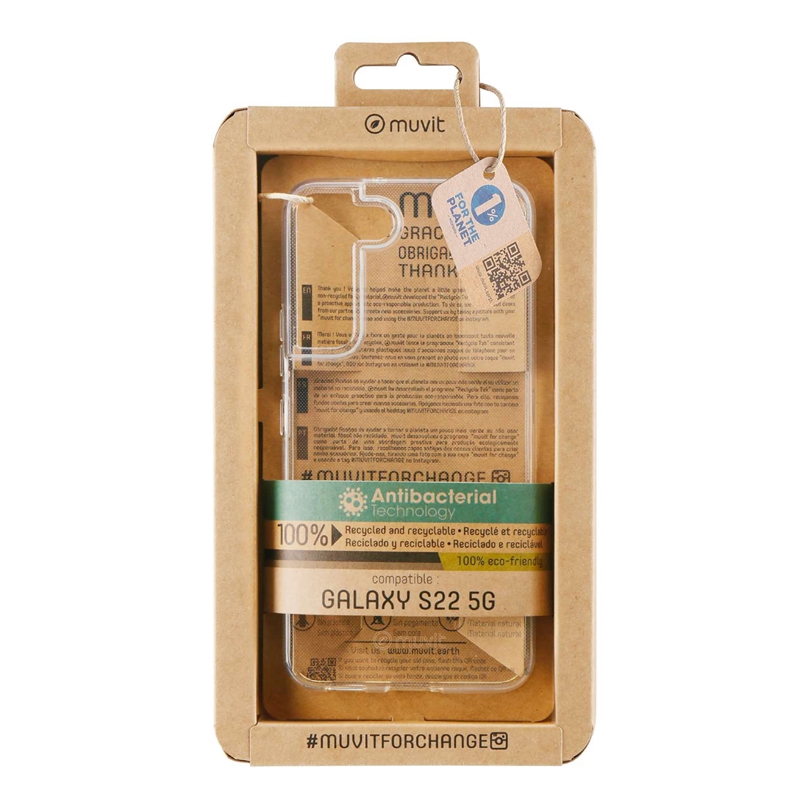 muvit for change funda compatible con Samsung Galaxy S22 5G  transparente antibacterias