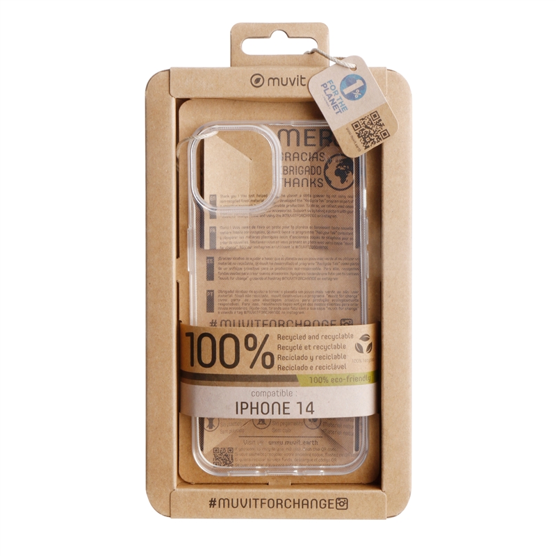 muvit for change funda compatible con Apple iPhone 14 transparente