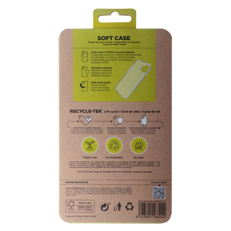 muvit for change funda compatible con Apple iPhone 14 transparente