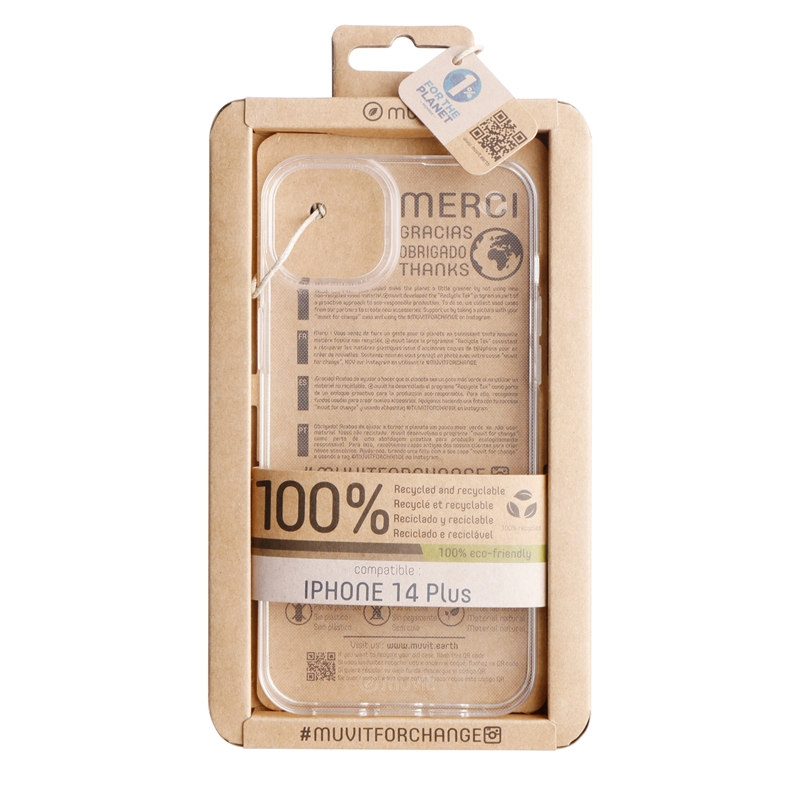muvit for change funda compatible con Apple iPhone 14 Plus transparente