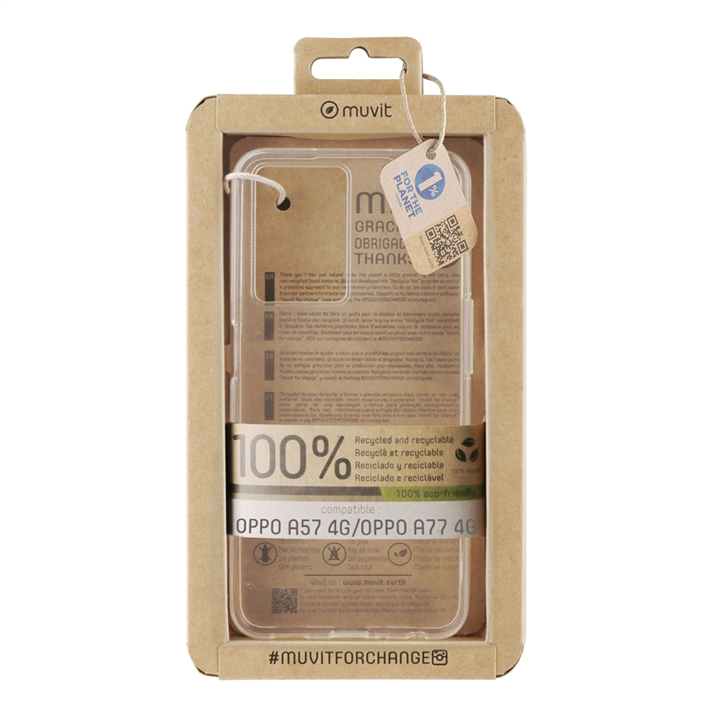 muvit for change funda compatible con Oppo A57S 4G/A57 4G/A77 4G/A57E 4G/A77S 4G transparente