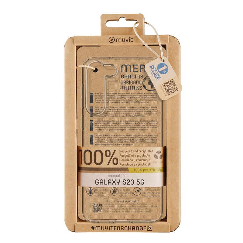 muvit for change funda compatible con Samsung Galaxy S23 5G transparente