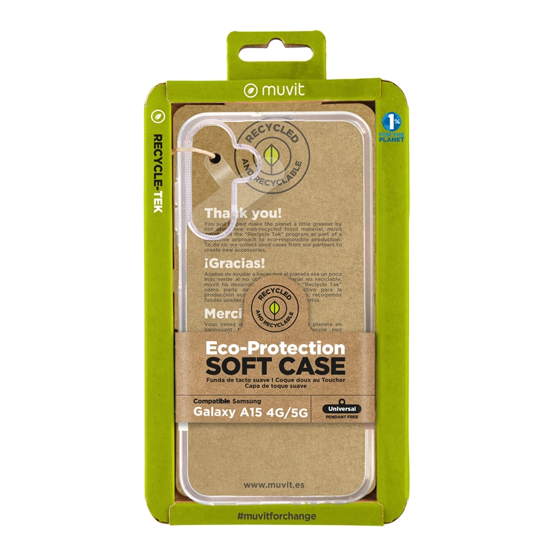 muvit for change funda compatible con Samsung Galaxy A15 4G/5G transparente