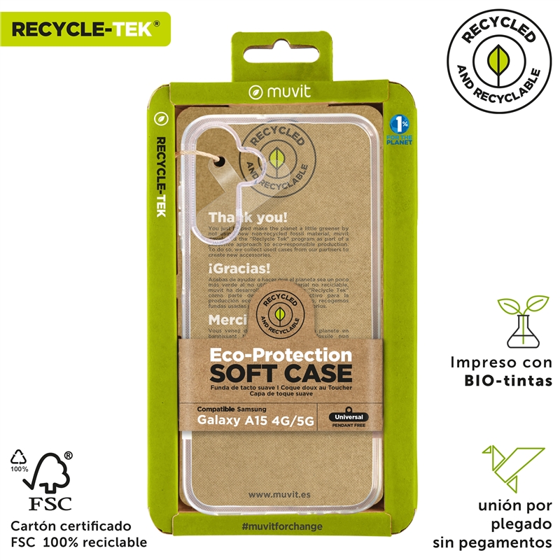 muvit for change funda compatible con Samsung Galaxy A15 4G/5G transparente