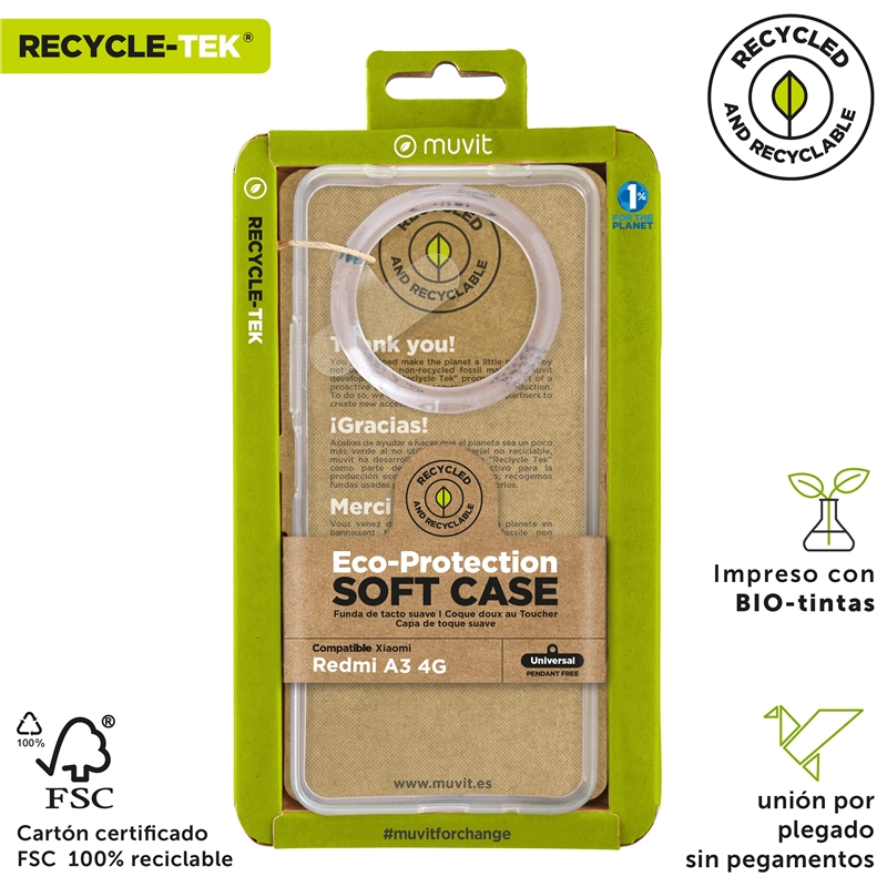 muvit for change funda compatible con Xiaomi Redmi A3 4G transparente